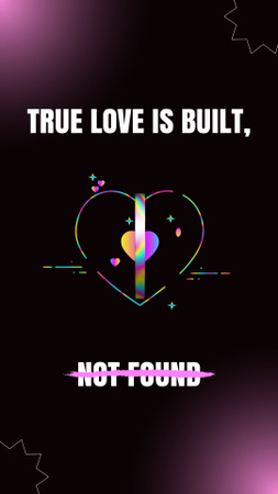 Designvorlage Zitat über Liebe mit leuchtendem Herzen für Instagram Video Story
