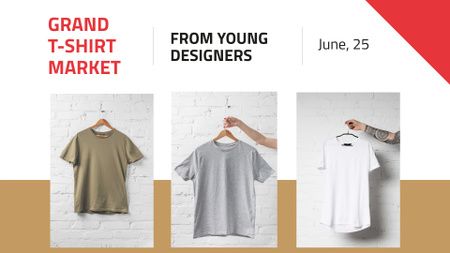 Clothes Store Sale Basic T-shirts FB event cover Design Template