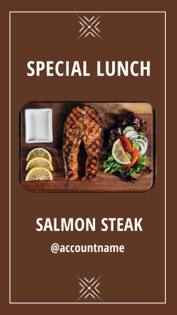 Lunch Offer with Grilled Salmon Steak Instagram Story Design Template