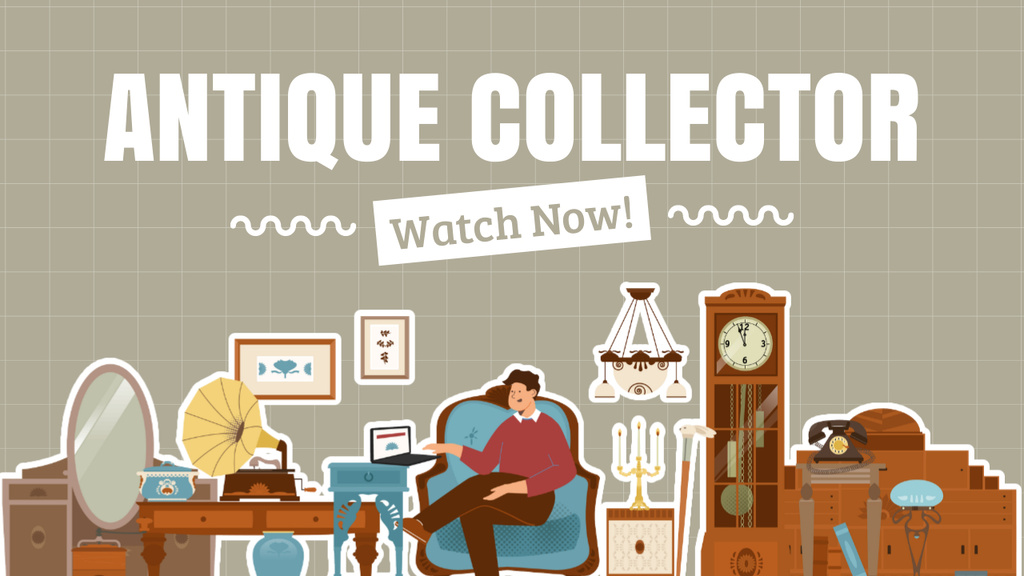 Antique Collector Vlog Youtube Thumbnail – шаблон для дизайну