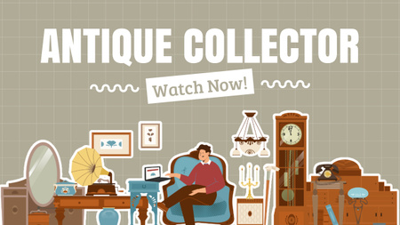 Modèle de visuel Vlog de collectionneur d'antiquités - Youtube Thumbnail