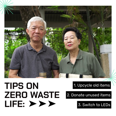 Ontwerpsjabloon van Animated Post van Advies over afvalvrije levensstijl met eco-items