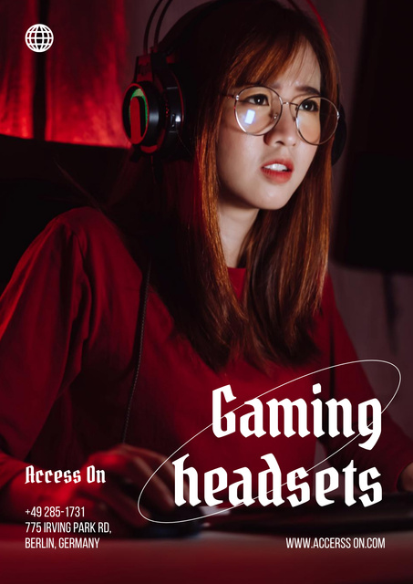 Plantilla de diseño de Offer of Gaming Headsets Poster 