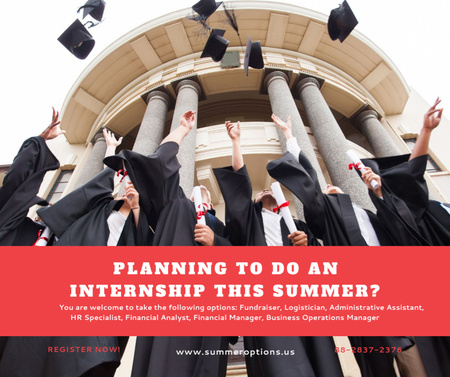 Summer internship Graduates with diplomas Facebook Design Template
