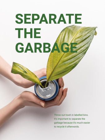 Template di design Recycling Concept with Woman Holding Plant in Can Poster US