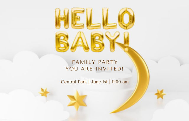 Marvelous Birthday Family Party Announcement Invitation 4.6x7.2in Horizontal Design Template
