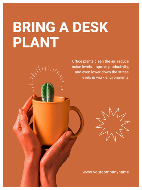 Ontwerpsjabloon van Poster US van Ecology Concept Hands with Cactus in Cup