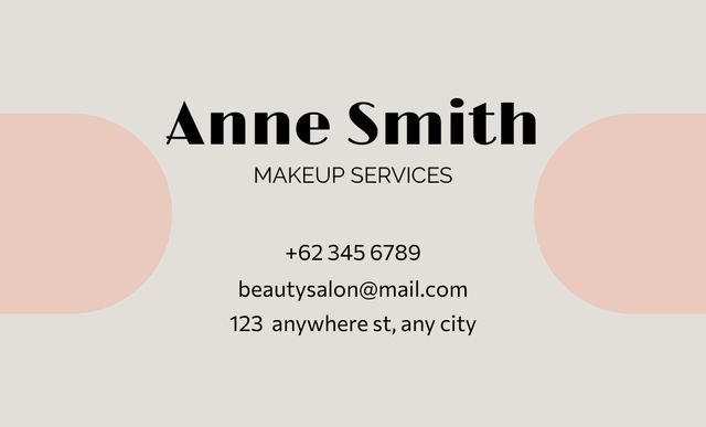 Beauty and Makeup Services Business Card 91x55mm Tasarım Şablonu