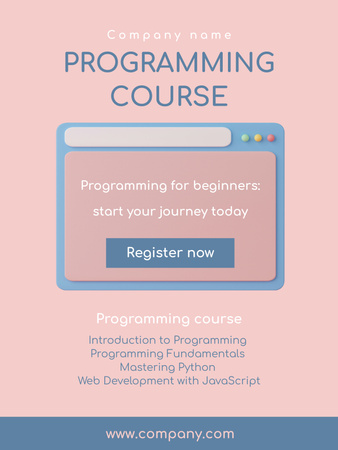 Programming Course for Beginners Announcement Poster US Design Template