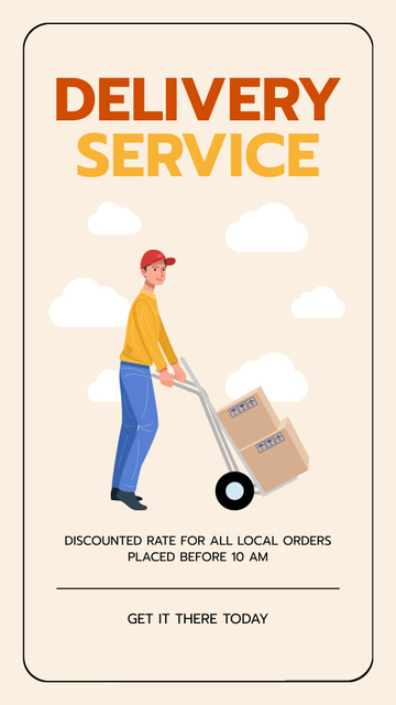 Delivery Services Proposition on Beige Instagram Story Πρότυπο σχεδίασης