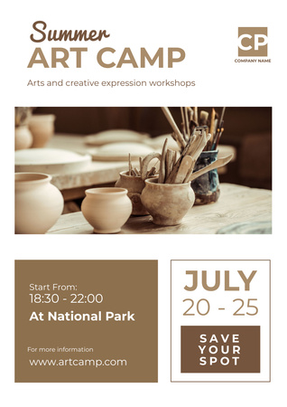 Summer Art Camp Ad Poster A3 Design Template