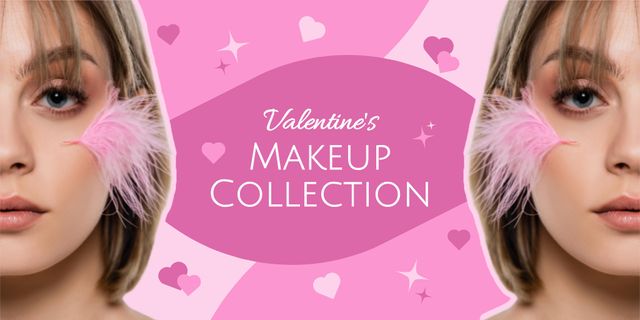 Ontwerpsjabloon van Twitter van Valentine's Day New Romantic Makeup Collection Proposal