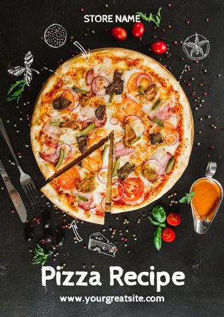Delicious Italian Pizza menu Poster tervezősablon