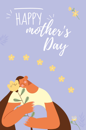 Mother's Day Holiday Greeting Postcard 4x6in Vertical Design Template