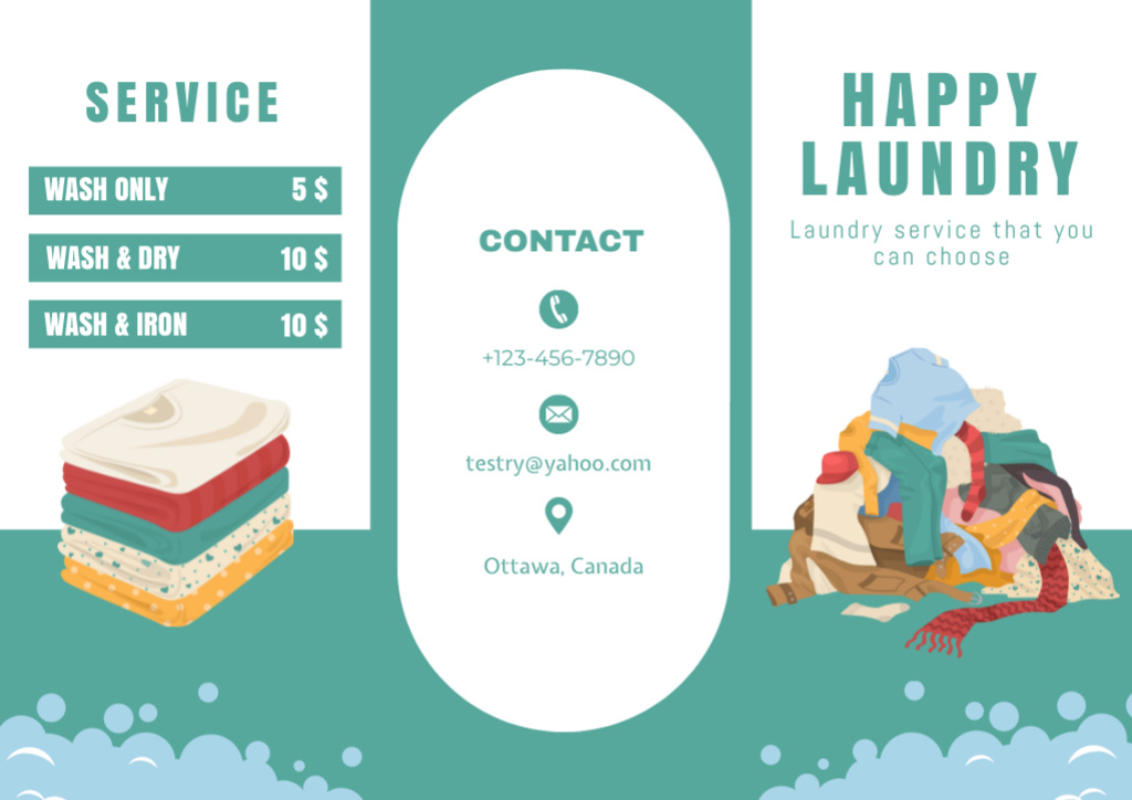 Designvorlage Price Offer for Laundry Services für Brochure