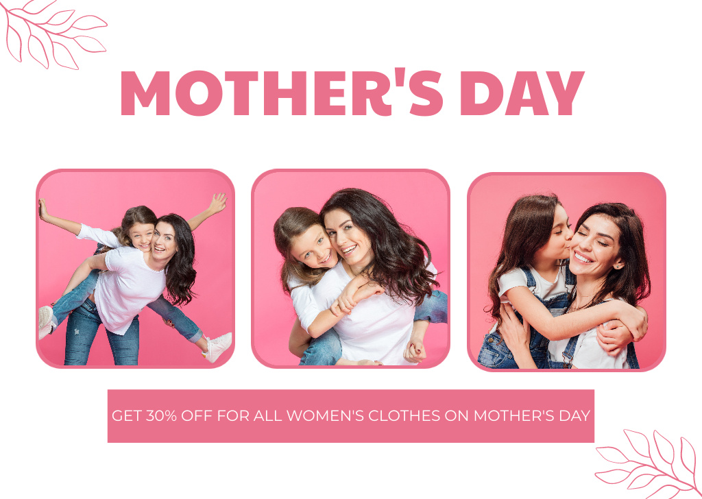 Mom and Daughter having Fun on Mother's Day Card Modelo de Design