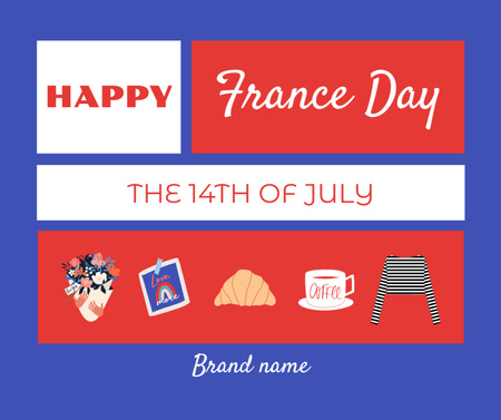 Designvorlage Feierlichkeiten zum französischen Nationalfeiertag für Facebook