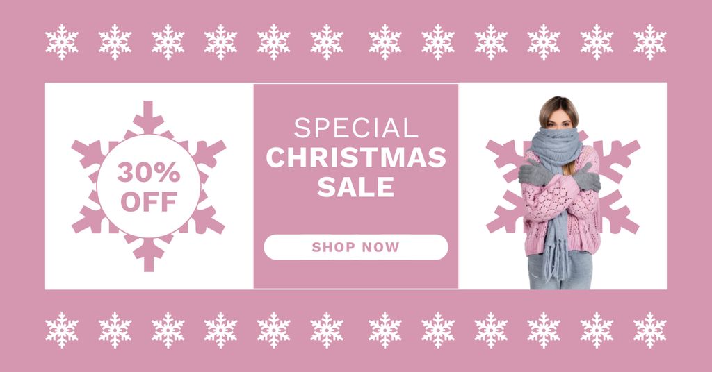Christmas Sale of Knitwear Purple Facebook ADデザインテンプレート