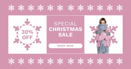 Christmas Sale of Knitwear Purple Facebook AD Tasarım Şablonu