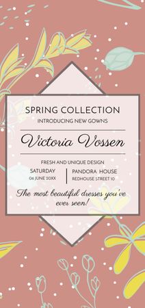 Fashion Spring Collection Announcement with Flowers Flyer DIN Large Design Template