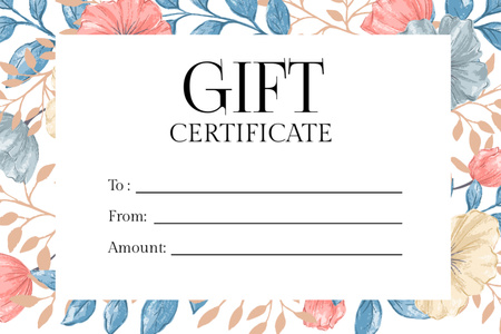 Erikoistarjous kirkkaassa kukkakehyksessä Gift Certificate Design Template