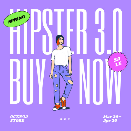 Spring Fashion Collection for Hipsters Instagram AD Design Template