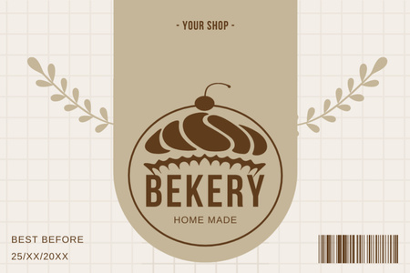 Plantilla de diseño de Etiqueta de panadería beige y gris neutro Label 