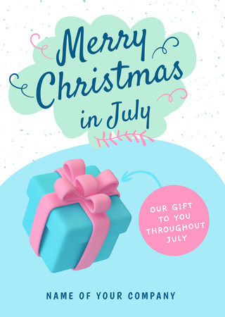 Merry Christmas in July on Blue Flyer A6 Design Template