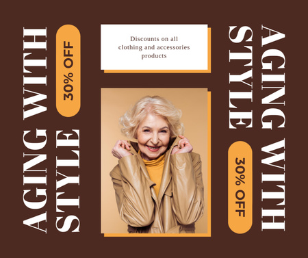 Stylish Clothing And Accessories For Elderly With Discount Facebook Design Template