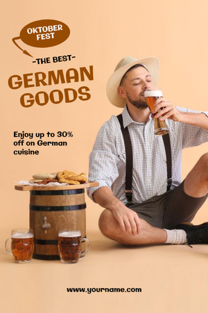 German Goods Offer on Oktoberfest Postcard 4x6in Vertical Tasarım Şablonu