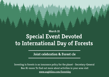 International Day of Forests Event Announcement in Green Postcard 5x7in Design Template