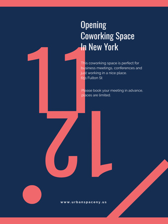 Opening coworking space announcement Poster US Design Template