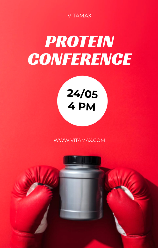 Healthcare Raw Protein Conference Announcement In Red Invitation 4.6x7.2in Tasarım Şablonu