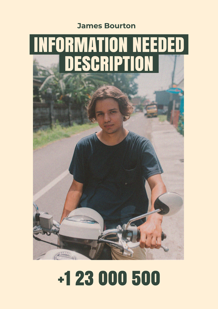 Plantilla de diseño de Announcement And Search Efforts of Lost Young Guy Poster 