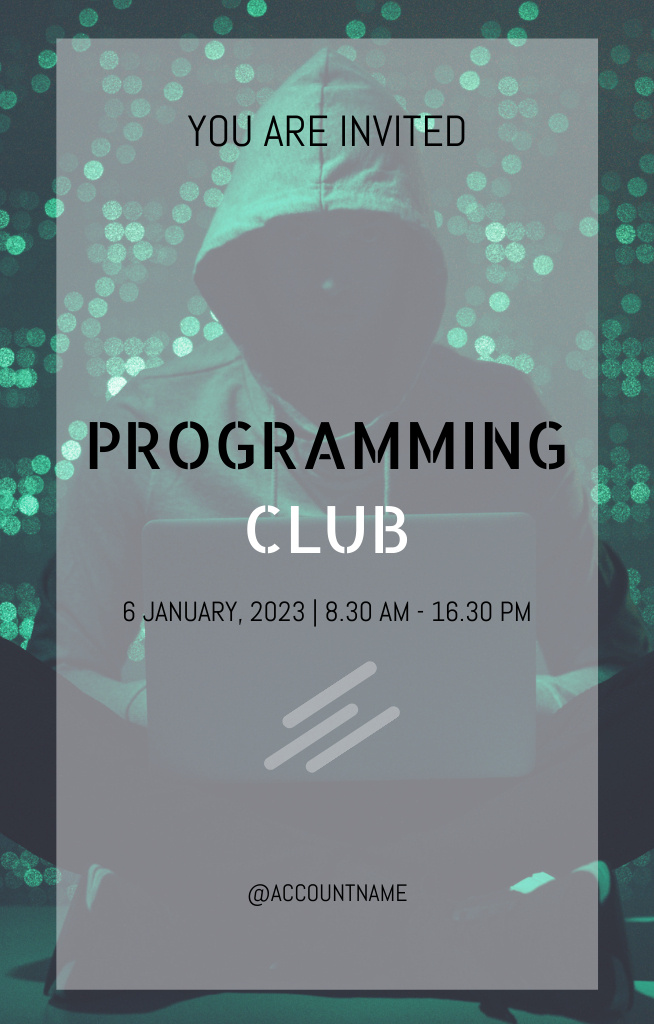 Designvorlage Programming Club Announcement With Laptop für Invitation 4.6x7.2in