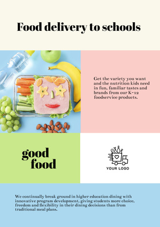 School Food Delivery Ad Flyer A5 Tasarım Şablonu