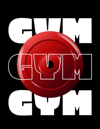 Gym Emblem with Red Weight Plate T-Shirt Design Template