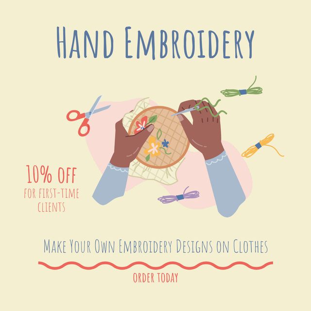 Ontwerpsjabloon van Animated Post van Discount on Hand Embroidered Products