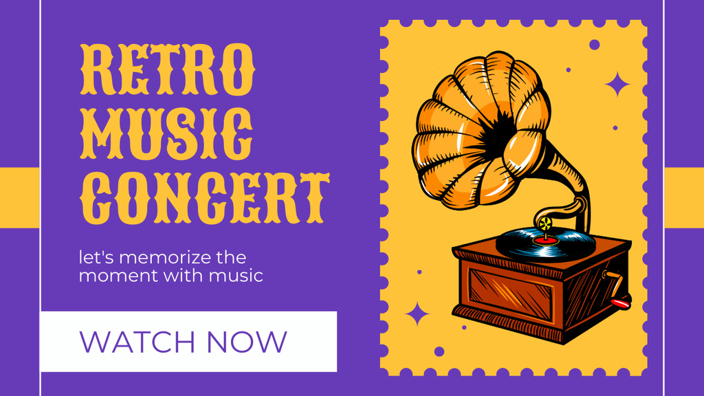 Retro Music Concert Event Announcement Youtube Thumbnailデザインテンプレート