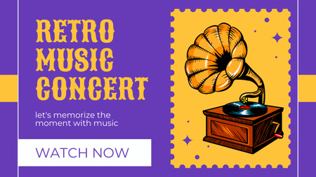 Retro Music Concert Event Announcement Youtube Thumbnail Design Template