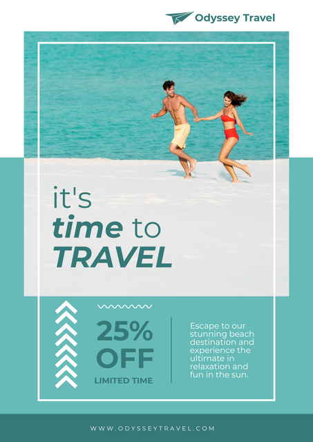 Beach Vacation Discount Offer Poster – шаблон для дизайна