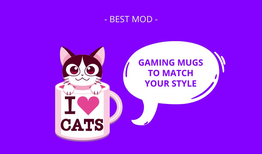 Modèle de visuel Cute Cat sitting in Cup - Business card
