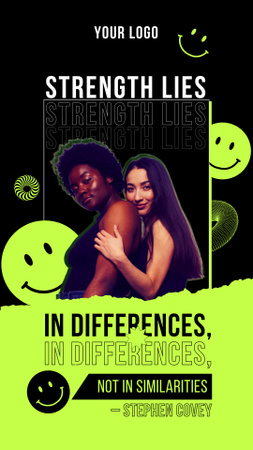 Citation about Diversity with Multiracial Women Instagram Story Design Template