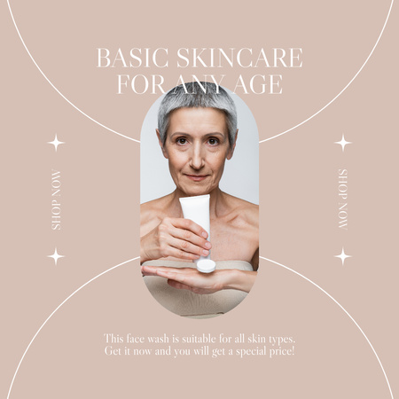Age-Friendly Skincare Products In Beige Instagram Design Template