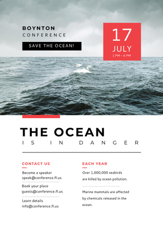Szablon projektu Konferencja ekologiczna z burzliwymi falami morskimi Poster