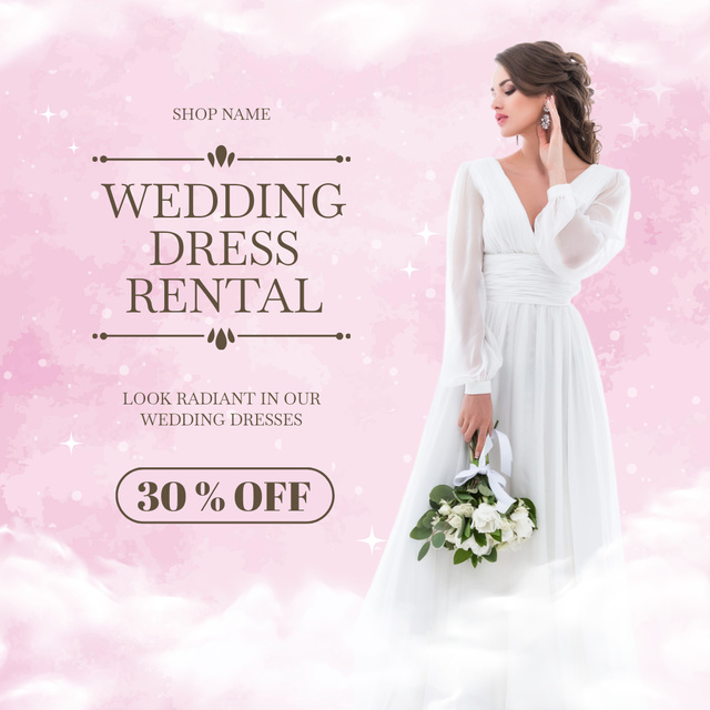 Discount on Rental of Wedding Dresses with Stylish Bride Instagram Design Template