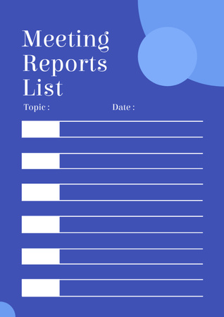 Список отчетов о встречах, выделенный синим цветом Schedule Planner – шаблон для дизайна
