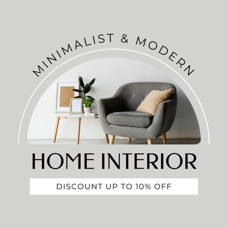 Plantilla de diseño de Oferta de tienda de muebles con sillón minimalista gris Instagram 