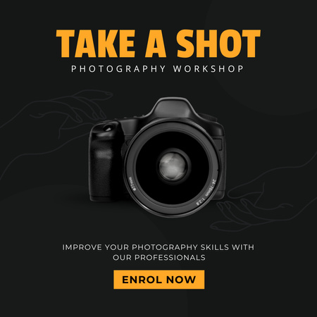 Photography Workshop with Camera Instagram Design Template