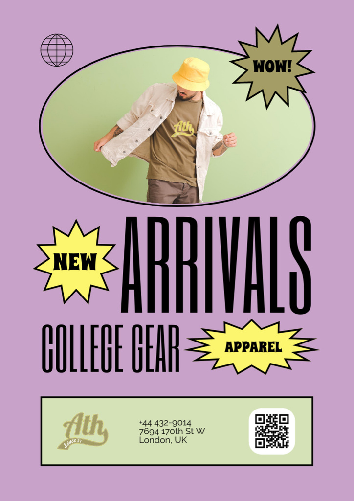 College Apparel and Merchandise Poster A3 Design Template